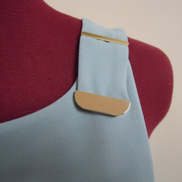 London Dress Company Size 6 Pale Blue Sleeveless Front Pleated Dress - Picture 5 of 11